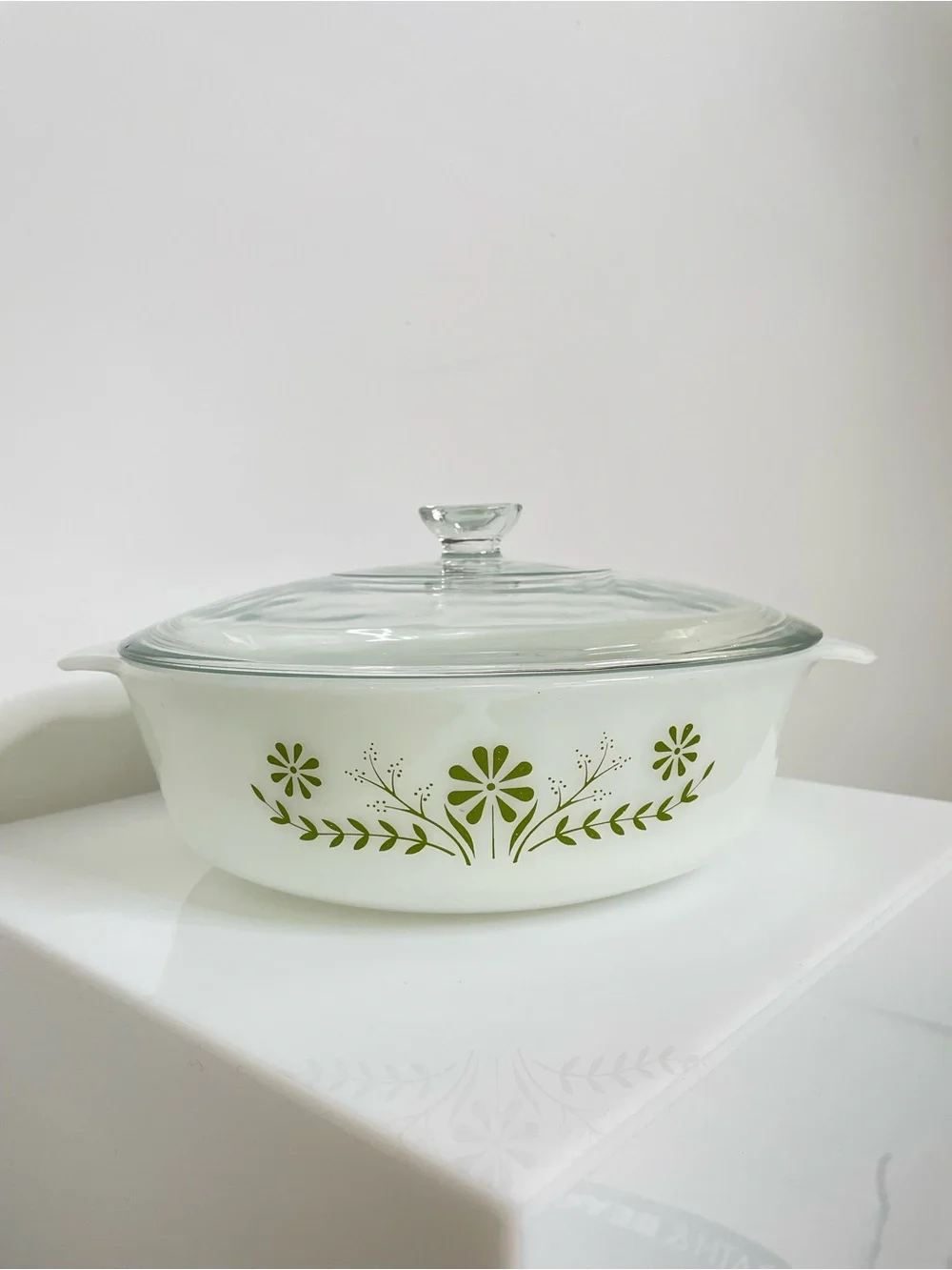 Home | Vintage Glasbake Casserole w Lid 1960s Milk Glass | Primrose Dreams Pyrex